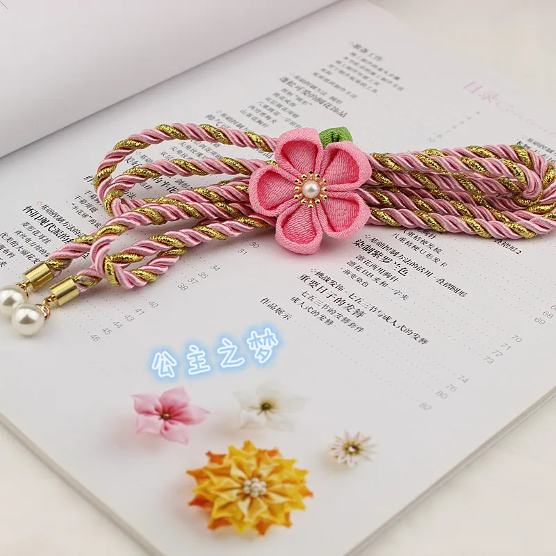 Light Pink Obijime кимоно юката наряд аксессуары Пояс из бисера Пояс Красный Розовый Белый цветок традиционная официальная одежда HW - Цвет: Light Pink