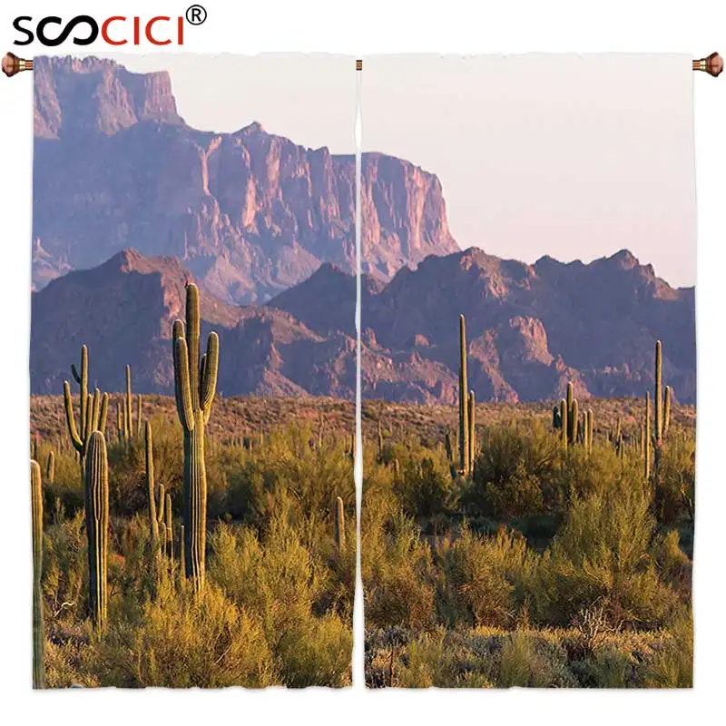 Шторы на окна 2 панели декор кактуса сагаро пустынный пейзаж ариозона С КАКТУСОМ