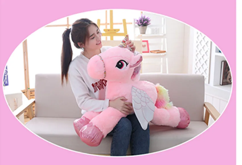 90/50 см Kawaii единорог, мягкие плюшевые игрушки, гигантские мягкие игрушки в виде лошади, мягкая кукла, домашний декор, подарок для влюбленных на день рождения для детей