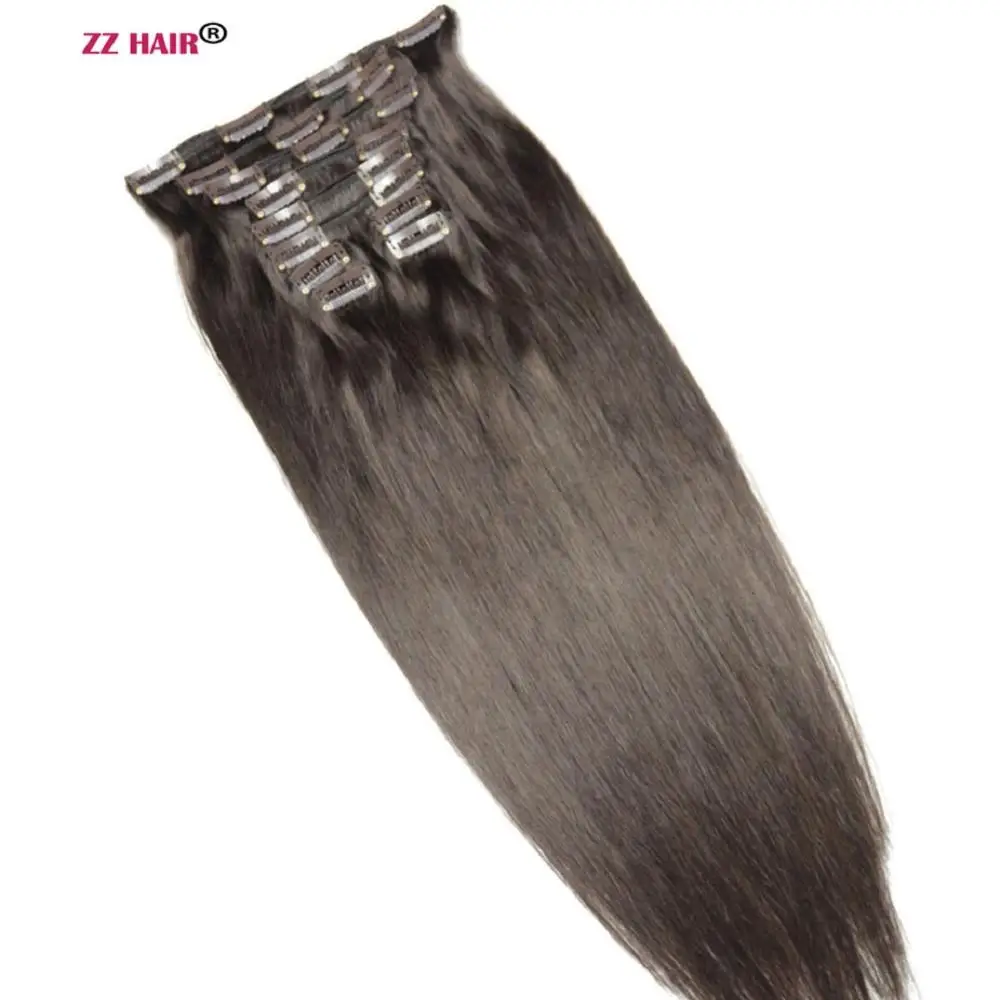 ZZHAIR, 140 г-280 г, 1"-28", волосы remy для машинного производства, 10 шт. в наборе, человеческие волосы для наращивания на заколках, набор на всю голову, Натуральные Прямые Волосы