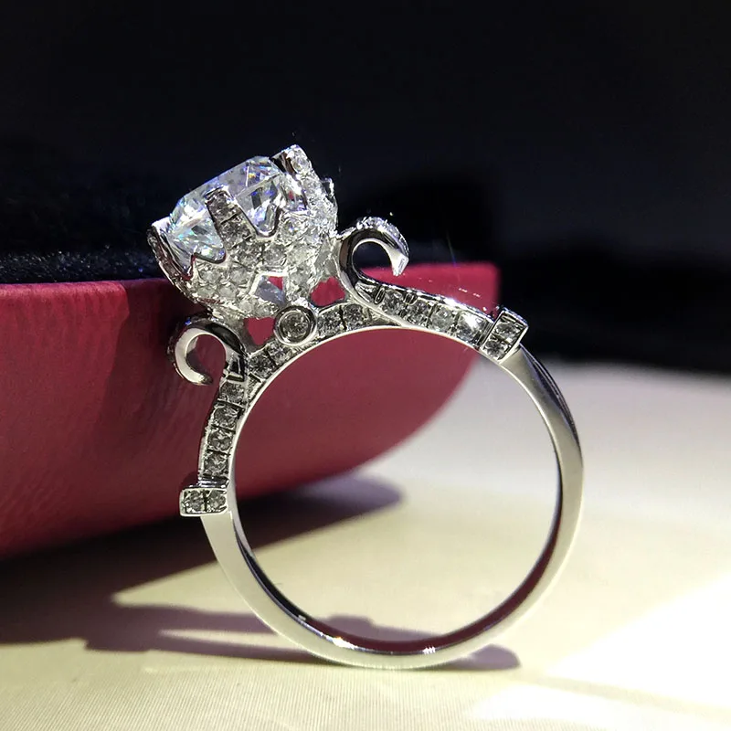 Блестящие Прозрачные Свадебные кольца SONA с высоким содержанием углерода 2 карата