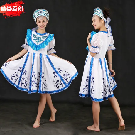 Традиционный стиль женский костюм макси платья российские танцевальные костюмы