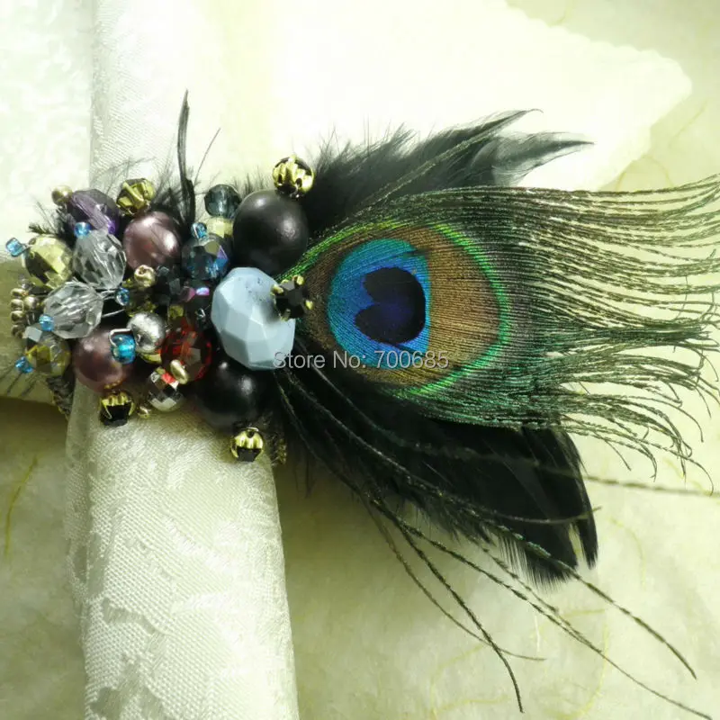 

black peacock gemstone napkin ring