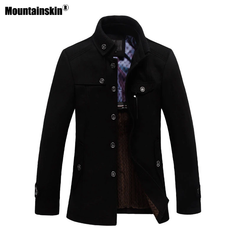 Мужское шерстяное пальто Mountainskin Флисовая теплая зимняя куртка модный Тренч