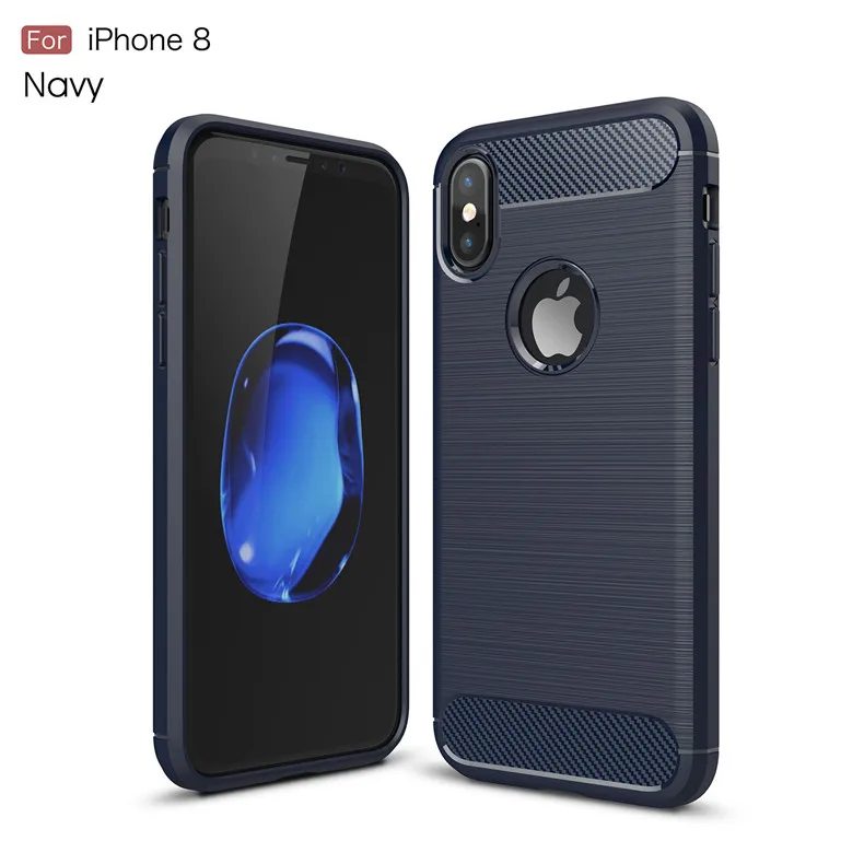 Чехол из углеродного волокна HEMSEM для IPhone X, XR, XS, Max, XSmax, армированный силиконовый чехол, ТПУ, рисунок, ударопрочный, spigenes - Цвет: Тёмно-синий