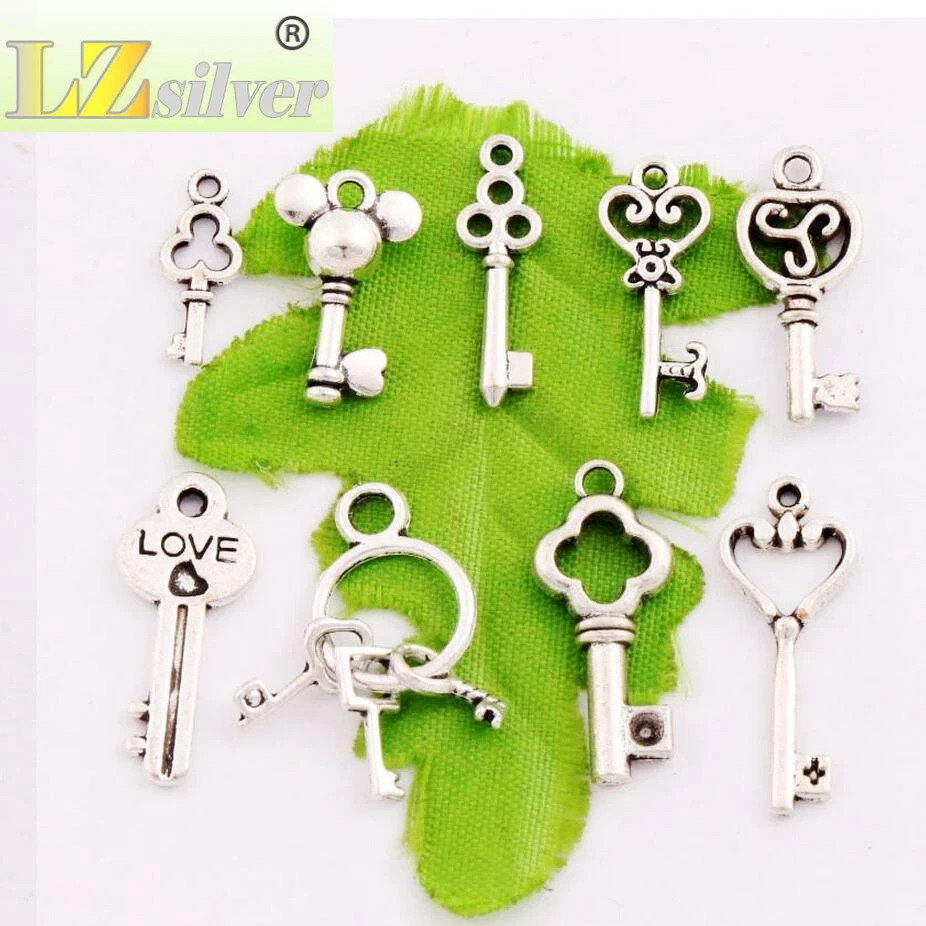 

Love Heart Key Spacer Charm Beads Pendants Alloy Handmade Jewelry DIY LM51 18pcs 9styles Zinc Alloy mixed