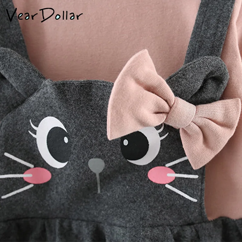 Платье VearDoller для девочек новинка 2018 осеннее милое детское платье с рисунком кота