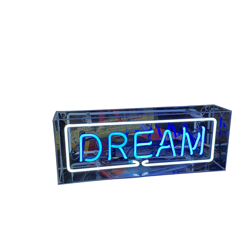 Dream Подарки на день рождения Свадебная коробка неоновая вывеска акриловый атмосферный светильник для спальни доска для сообщений ручной работы декоративная лампа Подвесные вечерние лампы - Испускаемый цвет: Dream
