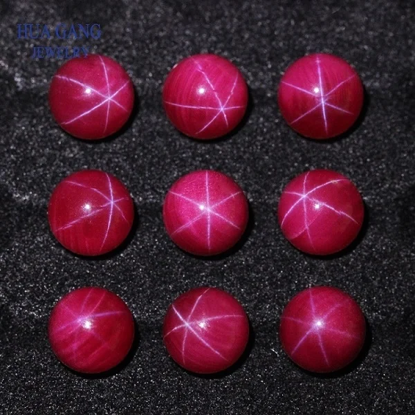 Red Round Beads Круглая форма синтетический камень корунда Красной звезды кабошон шариковые бусины для самостоятельного изготовления ювелирных изделий драгоценные камни Размер 6,0 мм 8,0 мм - Цвет: Red Round Beads