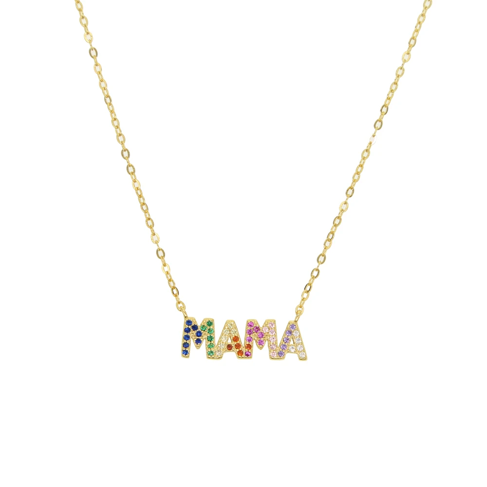 mama-G Высокое качество, Стерлинговое Серебро 925 пробы, Радужное красочное cz MAMA LOVE DREAM ожерелье для женщин, Дамское богемное Бохо модное ювелирное изделие - Окраска металла: mama-G