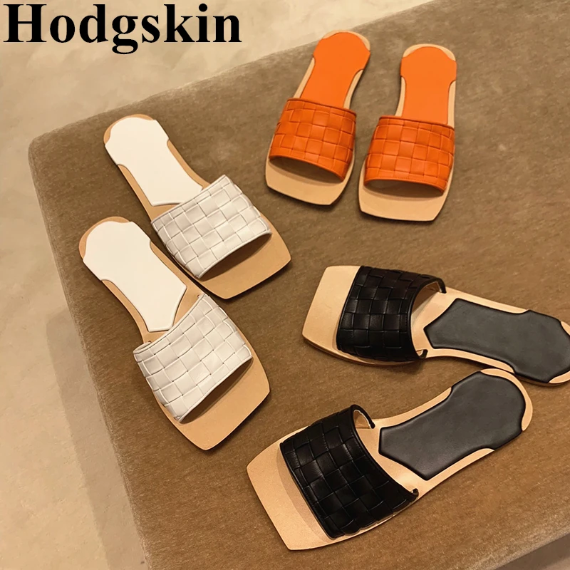 2019 женские тапочки с квадратным носом на плоской подошве в европейском стиле