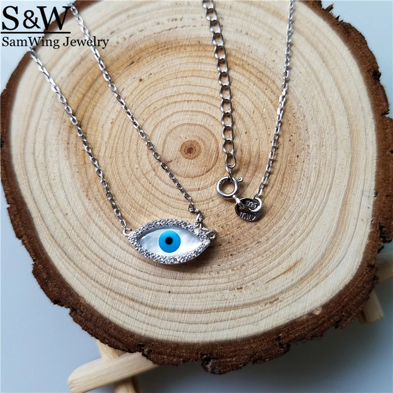 5pcs 2017 Wholesale genuine mother of pearl turkish eye fashion 925 sterling silver necklace | Украшения и аксессуары