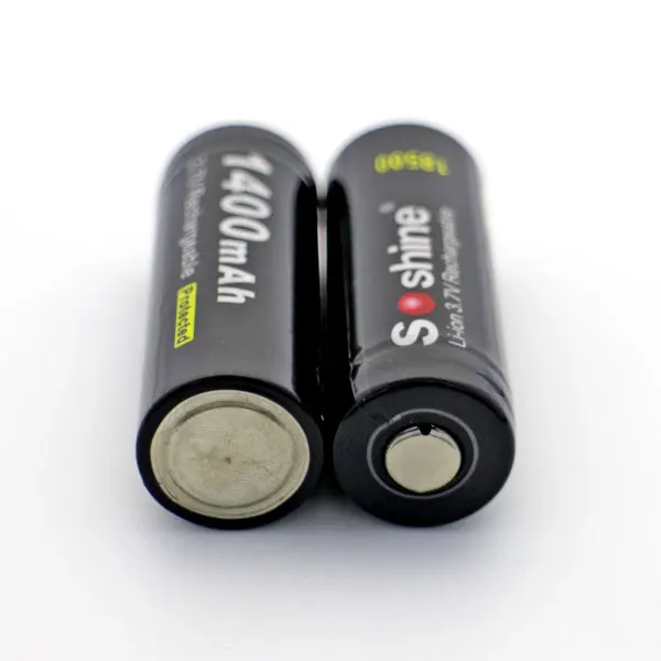 Soshine 2 шт. Li Ion 18500 1400 мАч 3 7 в перезаряжаемая защищенная батарея с чехлом для