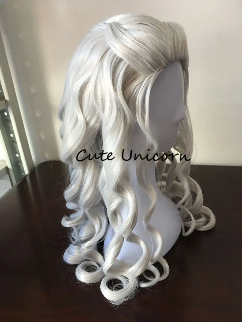 Парик из Игры престолов, серебристый/бежевый, Khaleesi daeneris Targaryen, косплей, 80 см, длинные кудрявые парики для женщин, ролевые игры, синтетические волосы