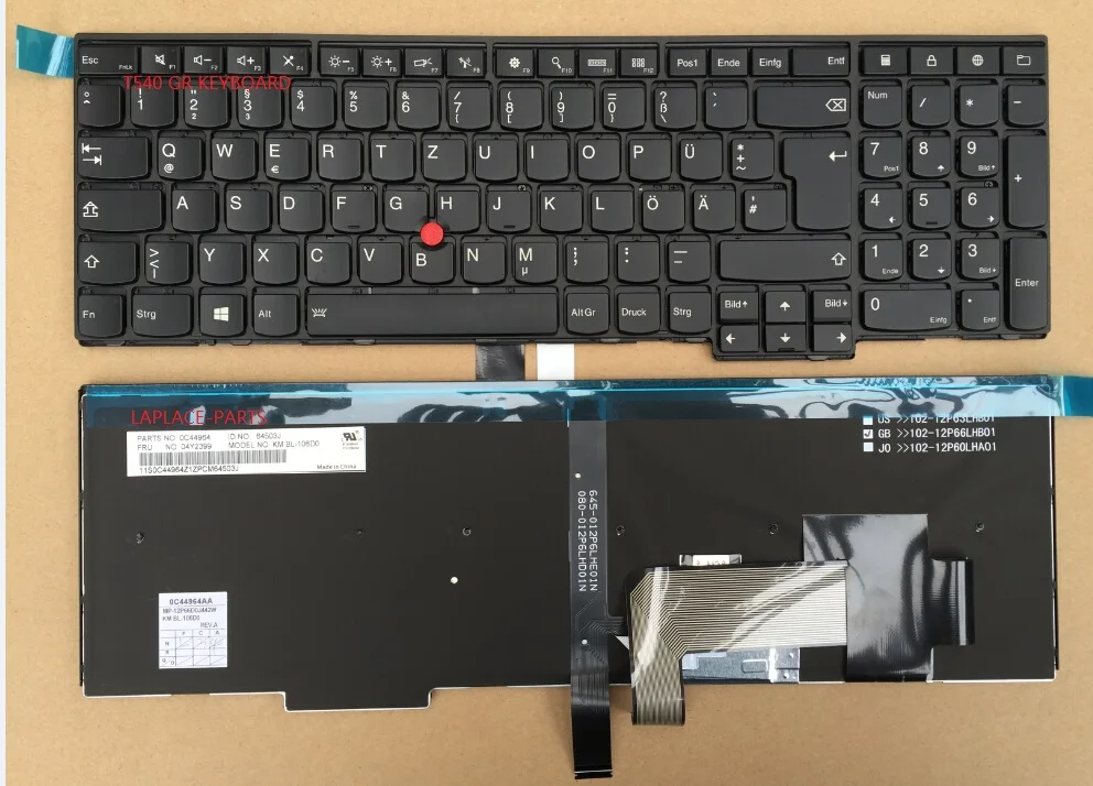 LAPLACE GR/Немецкая раскладка для LENOVO T540 T531 E531 E540 L540 T540P W540 с подсветкой клавиатуры ноутбука FRU: 04Y2399