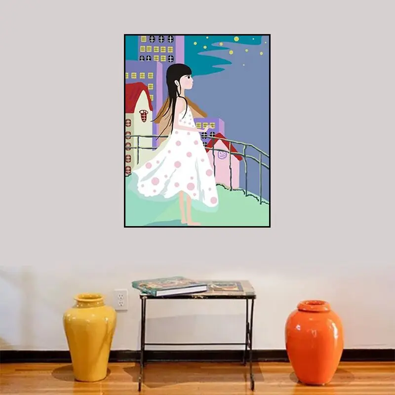 DIY Painting By Numbers Kits Acrylic Pictures for Living Room Wall Paint On Canvas Oil Paintings For Artwork Girl P-0441 | Дом и сад