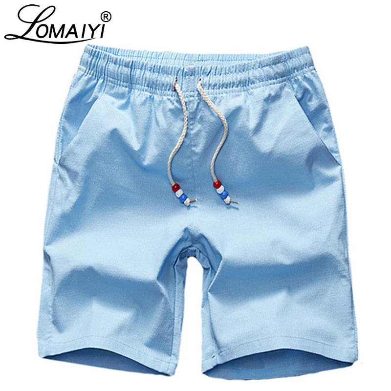 

LOMAIYI Healthy Stretch Linen Men's Casual Shorts Men Women Hemp Boardshorts Male Slim Fit Short Cotton Flax Beach Shorts BM201