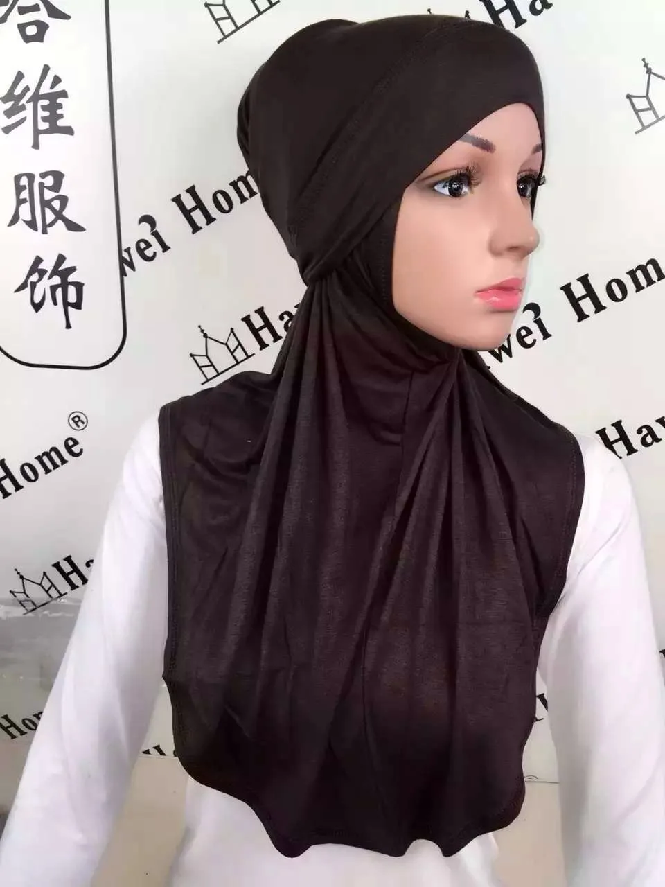 (12 шт./лот) из двух предметов хлопчатобумажный простой мусульманский хиджаб