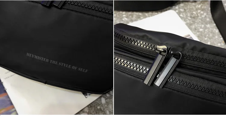 Fashion Fanny Pack Black Waterproof Money Belt Bag Men Purse Teenager's Travel Wallet Belt Male Waist Bags Crossbody Chest Bag