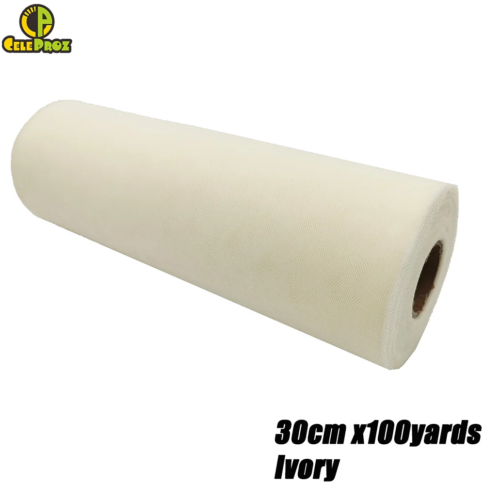 30cm Ivory 30 см 100 ярдов белый тюль рулон Тюль органза Ткань DIY открытый свадьба день рождения Alise Runner центральные украшения принадлежности - Цвет: 30cm Ivory