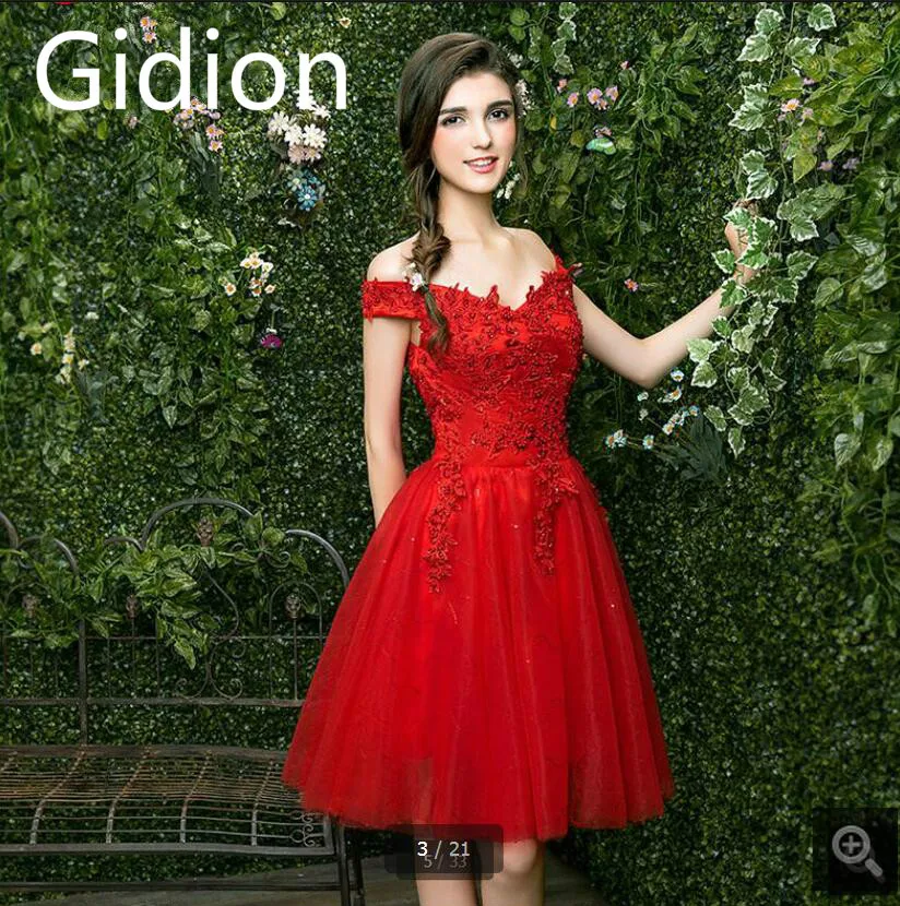 Robe de mariage Красные кружевные короткие свадебные платья недорогие маленькие