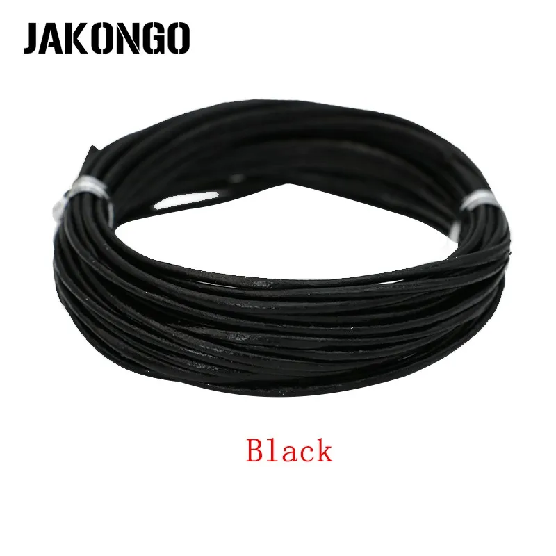 Шнуры из натуральной кожи JAKONGO 1 5 мм м круглая веревка нить для изготовления