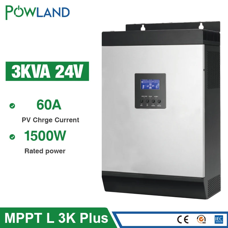 MPPT инвертор для солнечной батареи 2400 W 3KVA 24 V 220 Гибридный немодулированной