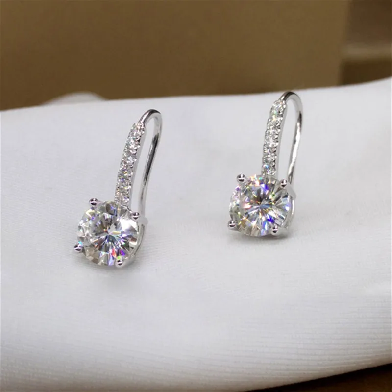 2019 Романтический падение Earrring 1ct AAAAA cz реального 925 серебро массивные вечерние