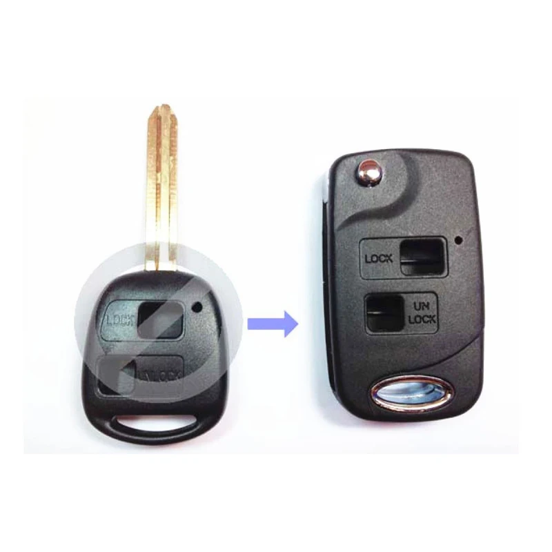 Складной чехол для дистанционного ключа Fob Toyota 2 кнопки Prado Tarago Camry Corolla Rav 4 Avensis
