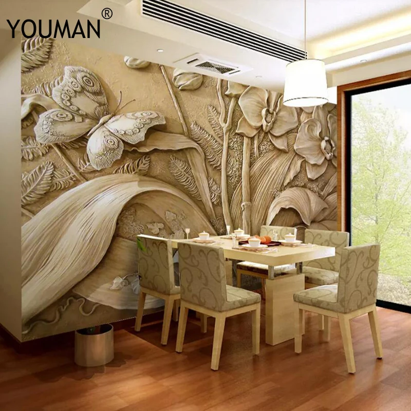 Обои YOUMAN на заказ фотообои 3D рай скульптура золотые цветы фон 3d обои настенная