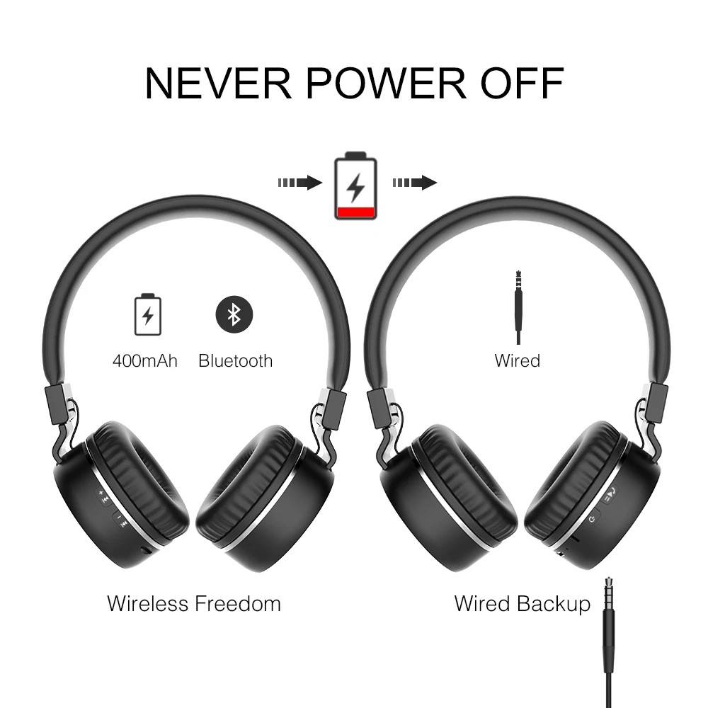 Беспроводные наушники Складная гарнитура Bluetooth с микрофоном Стерео 8 часов