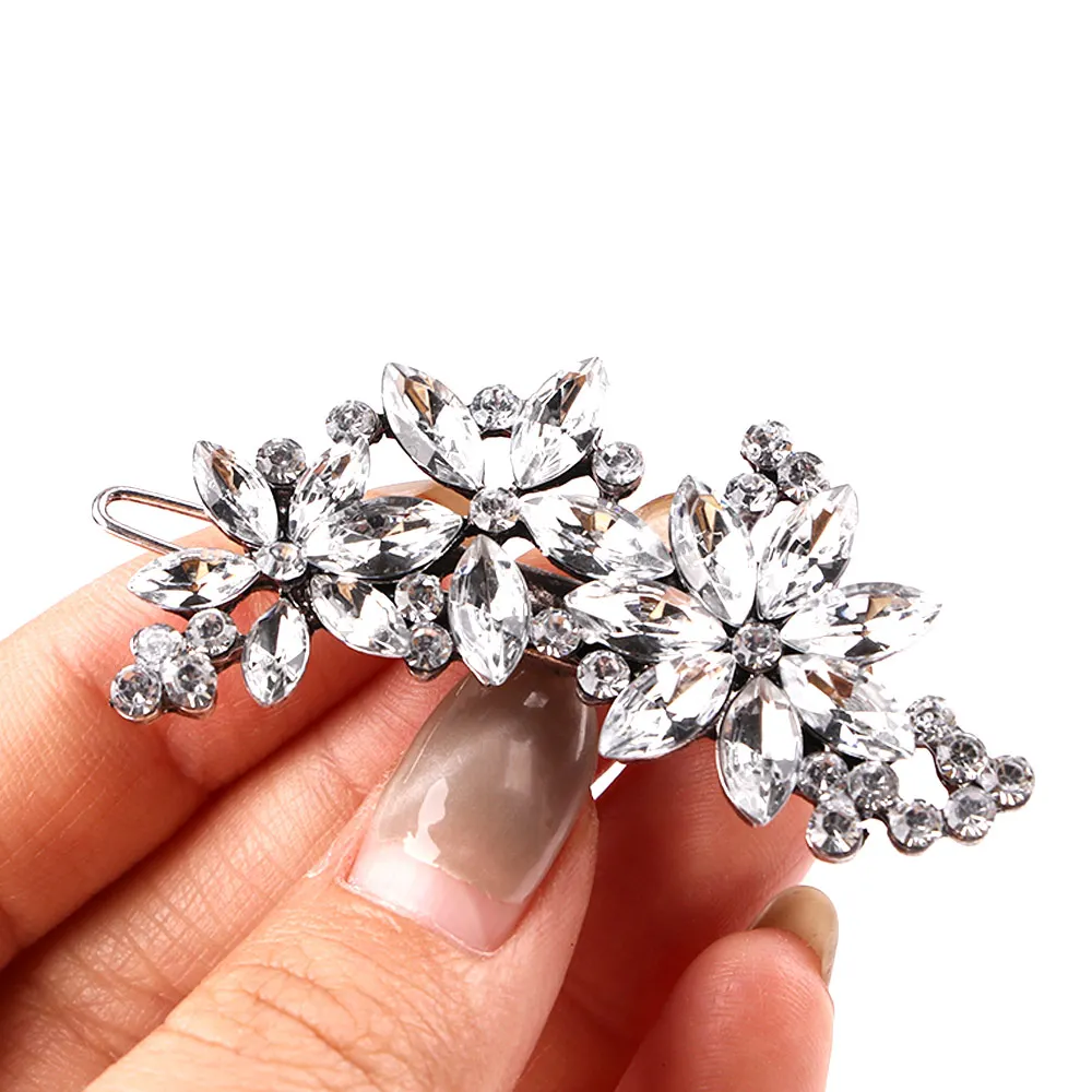 

Female Bride Bridesmaid Rhinestone Flower Crystal Hair Clip Comb Jewelry Beautiful Hairpins Hairclips HairgripsHeadwear Barrette