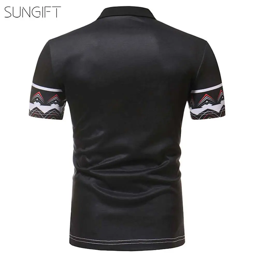 Мужская футболка-поло SUNGIFT черная Повседневная футболка с коротким рукавом и