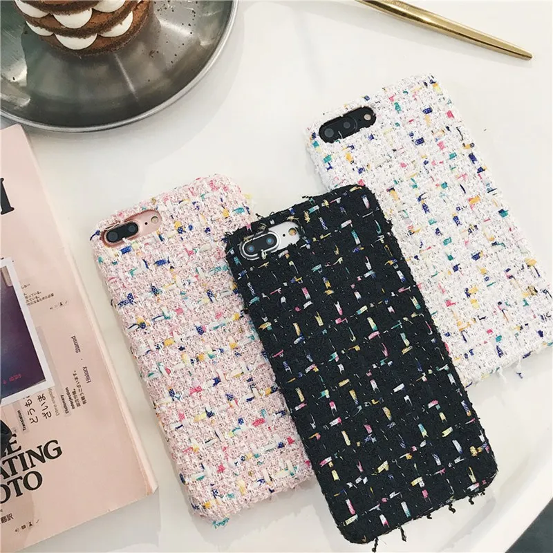 Плюшевые джинсовой ткани в клетку, чехол для телефона для iPhone XS/XR/XS Max ТПУ 7/8 7/8 plus/6/6s чехол(розовый/черный/белый/синий