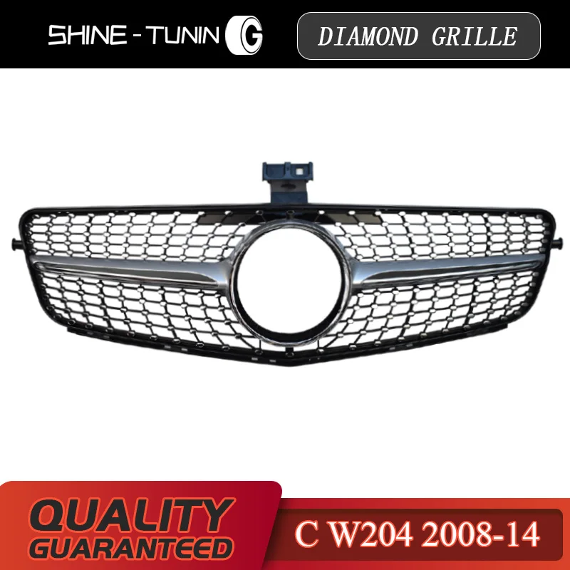 Передняя решетка для Mercedes Benz C Class W204 Алмазная C180 C200 C300 C250 C350 2008-14 с эмблемой |