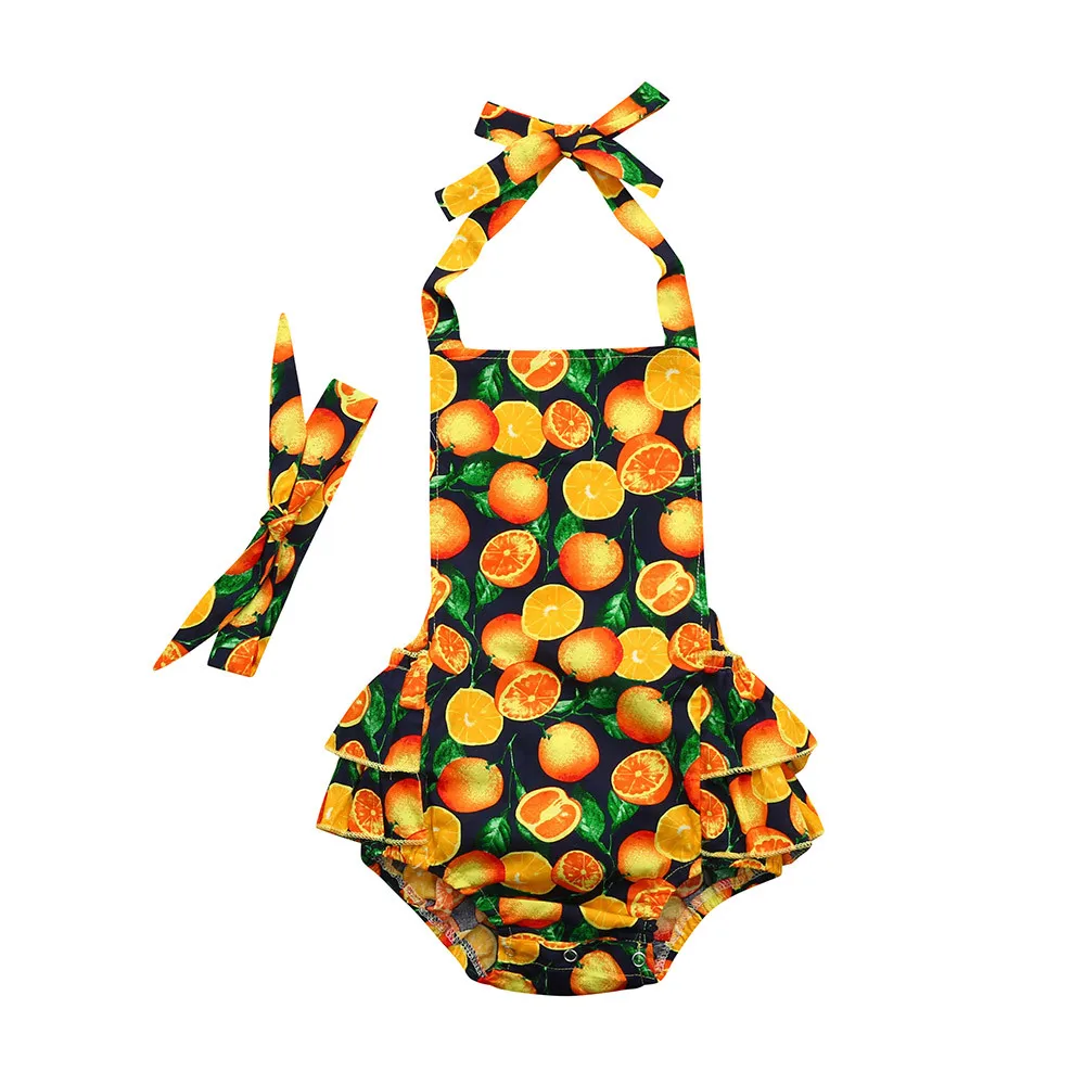 Милая Одежда для новорожденных и маленьких девочек с цветочным принтом вишни