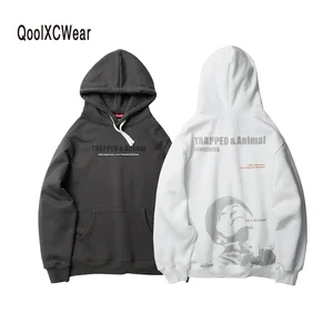 QoolXCWear пуловер с буквенным принтом, толстовки для мужчинженщин, Повседневная Уличная одежда с капюшоном, свободные толстовки в стиле хип-хоп, мужские топы