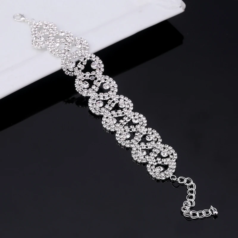 ZOSHI Роскошные хрустальные браслеты для женщин серебряные и Femme Свадебные