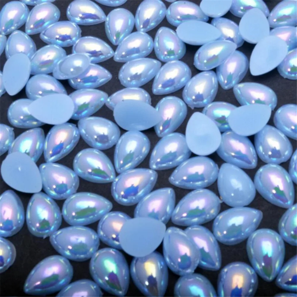 Lt Синий цвет AB свисающая форма слезы половинки жемчужных бусин россыпью сделай