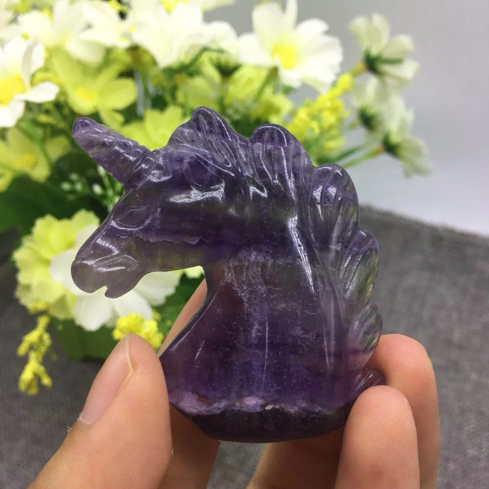Natural rainbow fluorite quartz crystal unicorn reiki healing gemstone handmade carved for decoration | Дом и сад