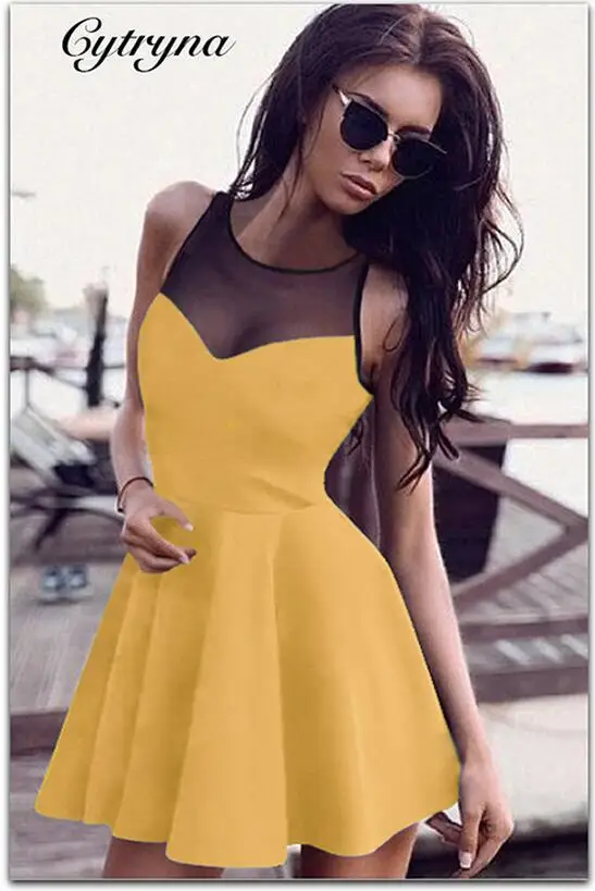 2016 Мода Тонкий Bodycon Платье Женщины Сексуальное Сетка Летнее Без Рукавов Женские