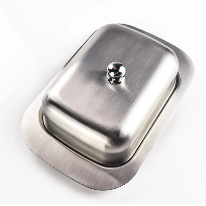 Контейнер для масла из нержавеющей стали блестящий лоток хранения сыра с крышкой