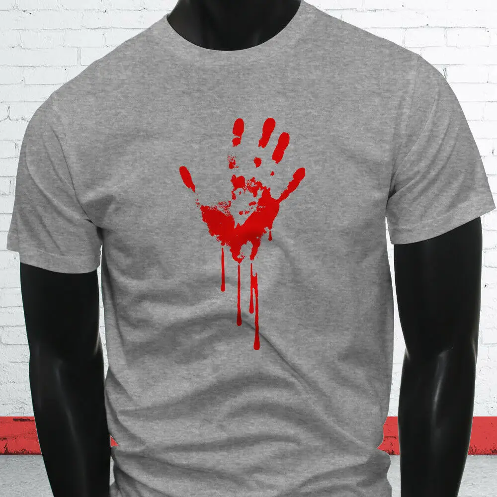 

Bloody Hand Scary Halloween Dripping Murder Death Mens Cool Cotton T-Shirt Fashionable Top Tee
