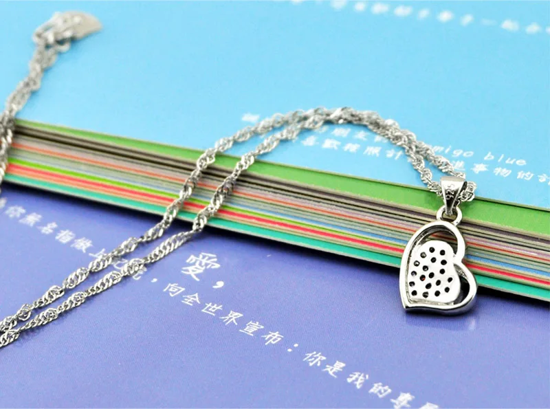 925 sterling silver necklaces women's jewelry fashion goddess gift Shiny sweet romantic heart-shaped necklace. | Украшения и