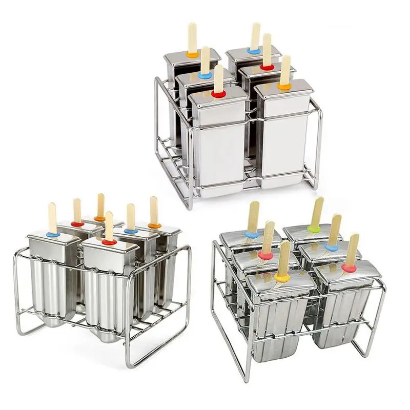 

Creative Homemade Food Grade Stainless Steel Popsicle Mold Home DIY Ice Cream Mold Freezer Ice Cream Maker With Popsicle Sticks