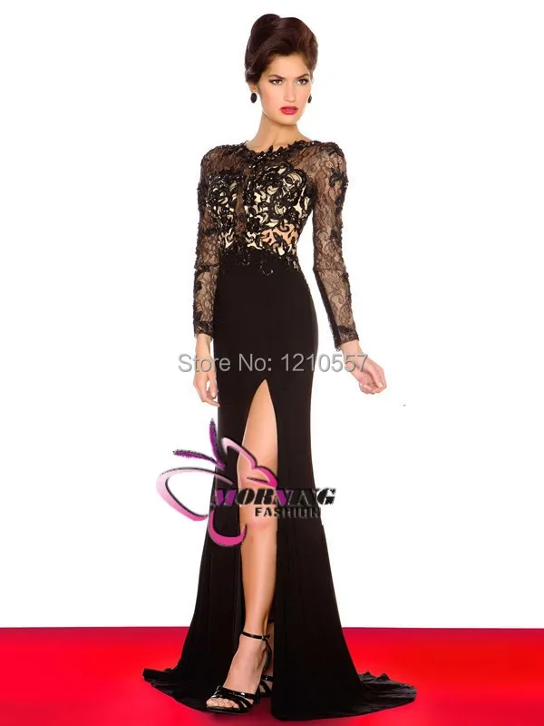 Fast Shipping Black Lace Embroidery Chiffon Gorgeous Laceof the Bride Dress Evening | Свадьбы и торжества