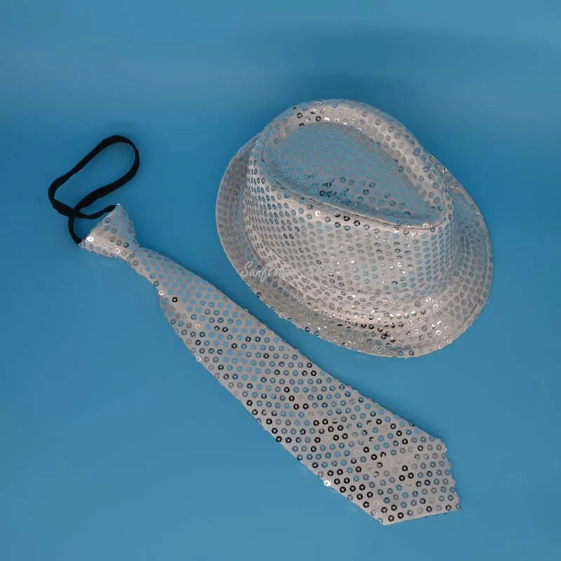 silvery hat tie Женский и мужской светодиодный светильник, мигающая блестящая шляпа для джаза, галстук-бабочка, для взрослых, танцевальное шоу, одежда, светящиеся, Рейв, вечерние, свадебные, концертные, для бара, парада - Цвет: silvery hat tie