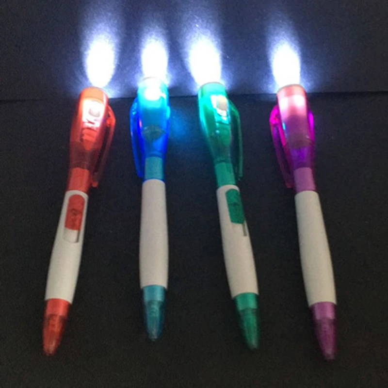 

7 Color Plastic ballpoint pen with LED lights for office stationery LED multi-function ballpoint pen for children as gifts