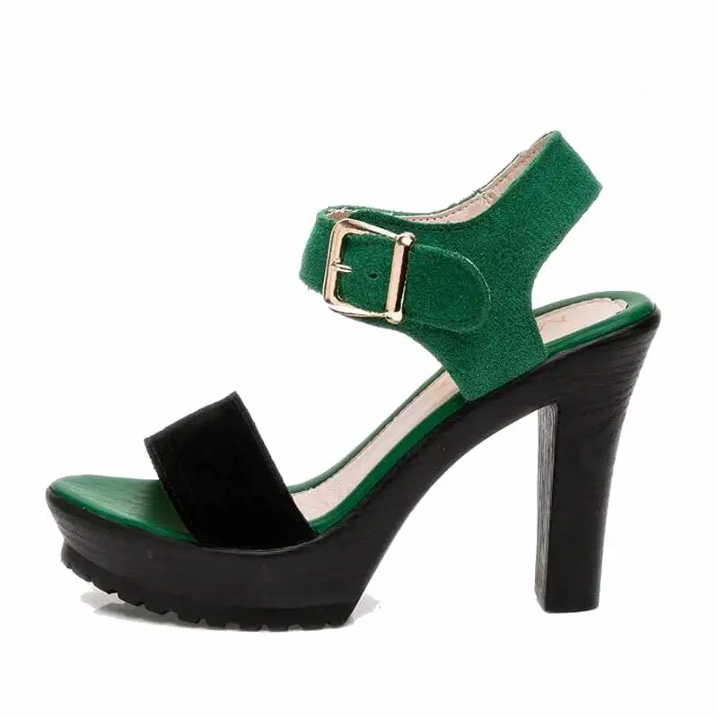 Женские сандалии на платформе черные из натуральной кожи с открытым носком