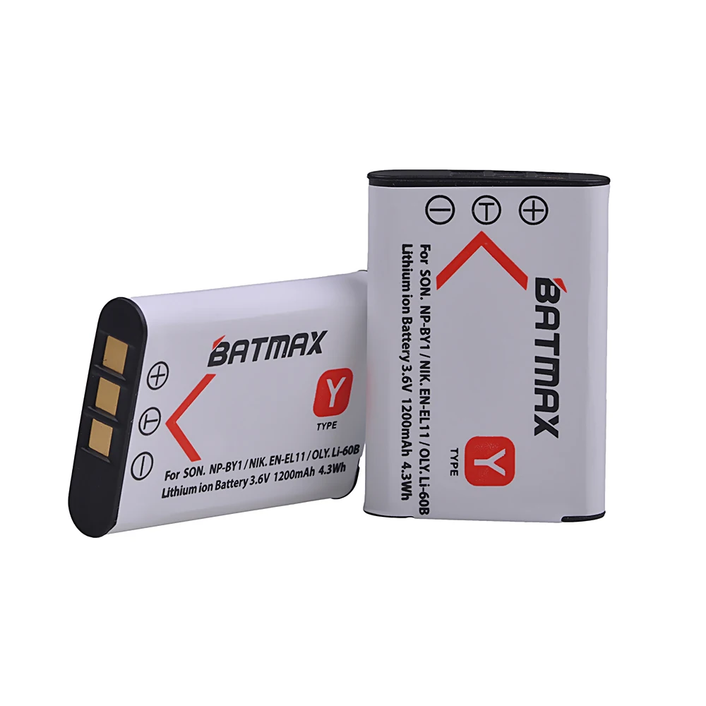 Аккумулятор Batmax 2 шт. 1200 мАч NP-BY1 EN-EL11 NP BY1 VR для Sony Li-60B AZ1 AZ1V AZ1VR